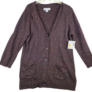 Sag Harbor Vintage Y2K Missy Cardigan Med Brown Grannycore Lagenlook Oversized